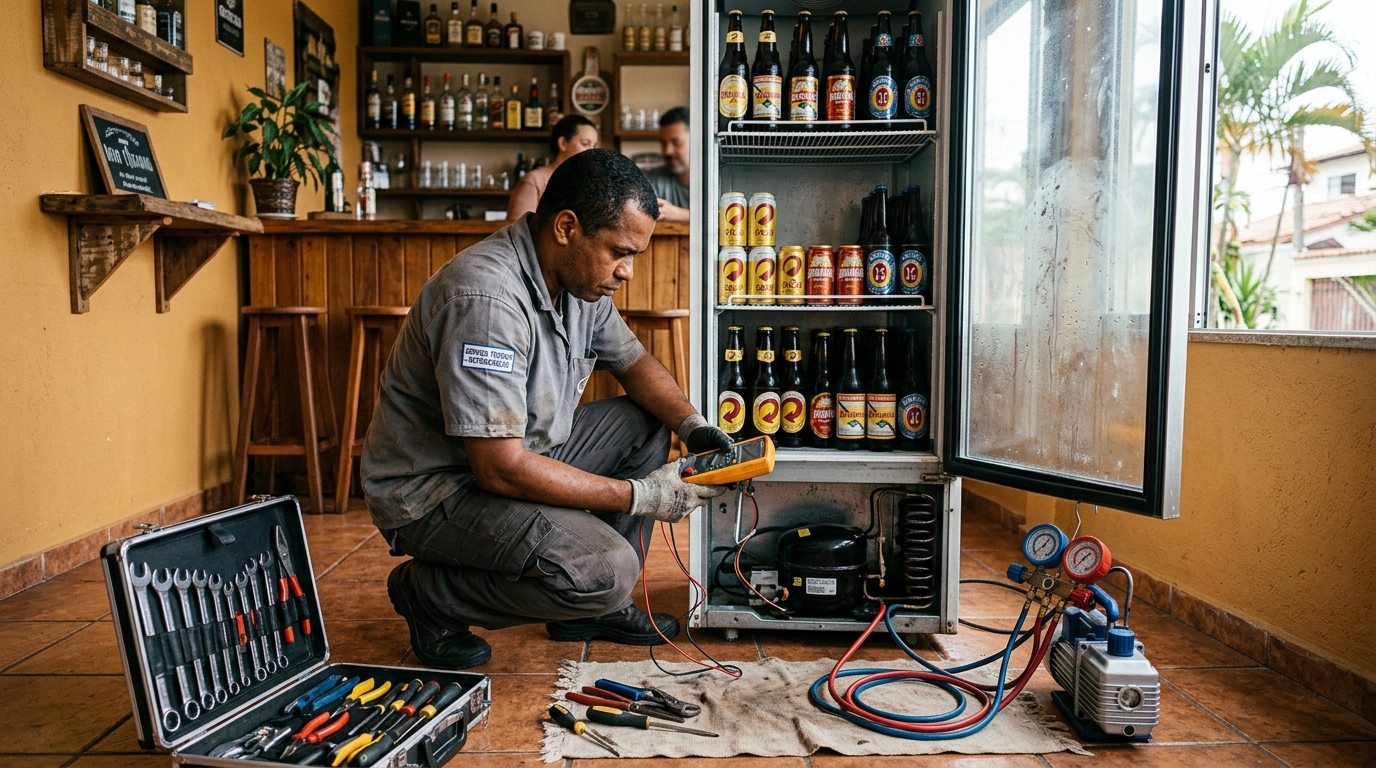 Substituição do termostato de uma cervejeira em João Pessoa‑PB